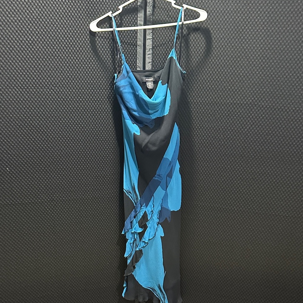 Express Black and Blue Silk Dress